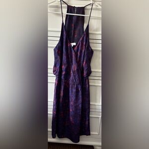 Parker Purple Boho Beachy Floral Dress 100% Silk Shell size S